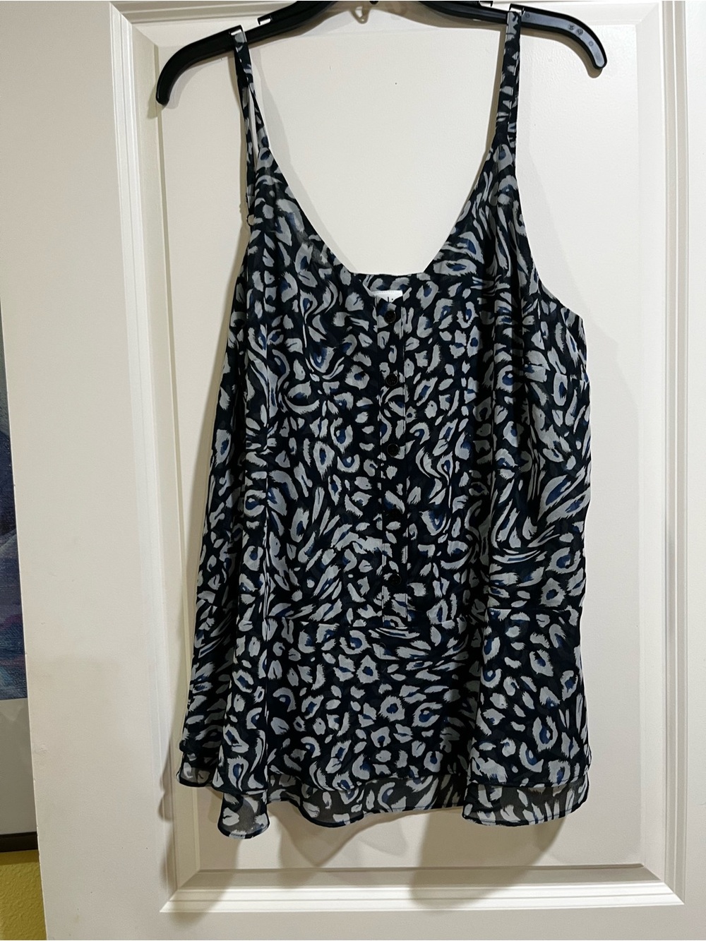 CAbi navy and Violet Blue Leopard Print Spaghetti-Strap Cami
